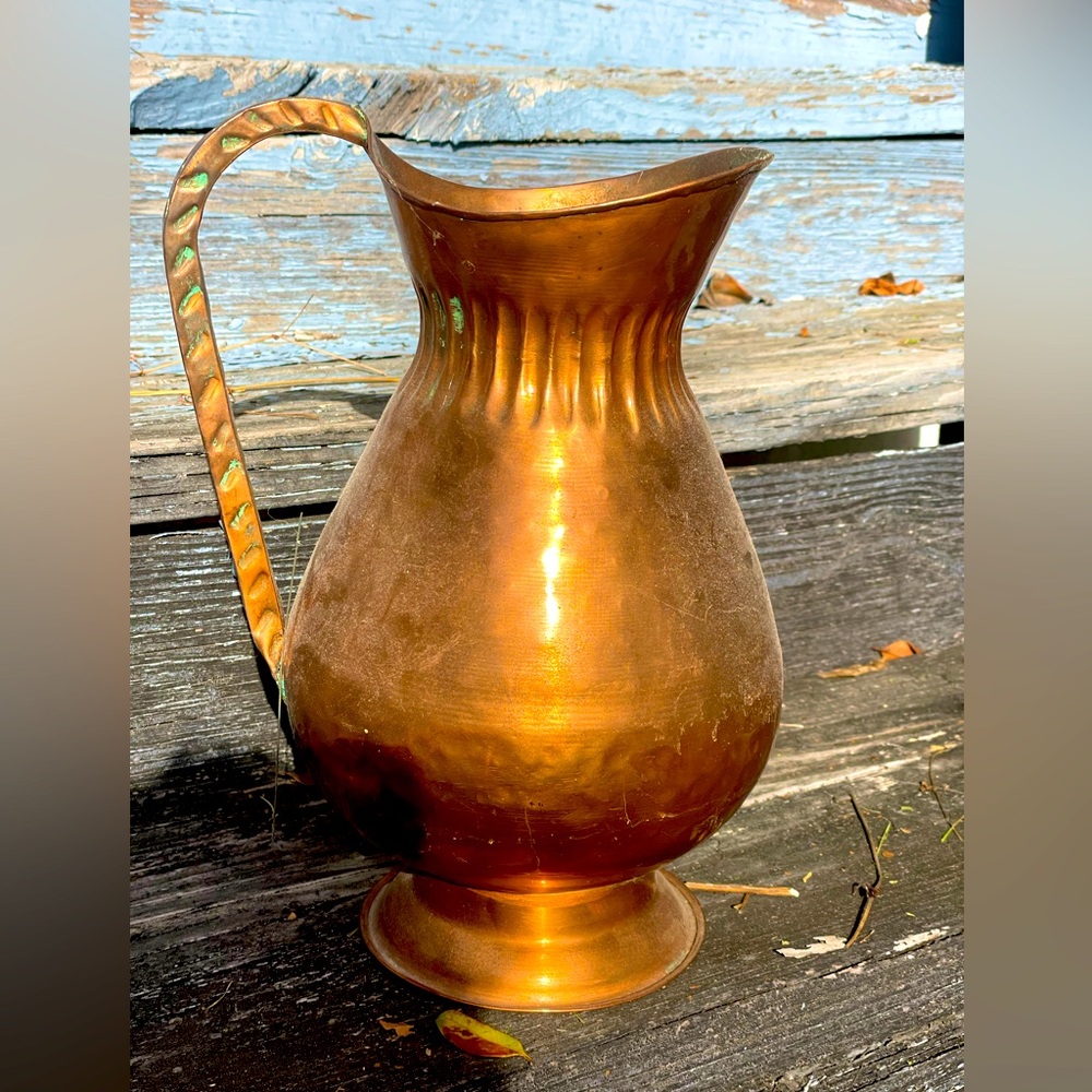 Vintage Copper Water Pitcher Hand Hammered